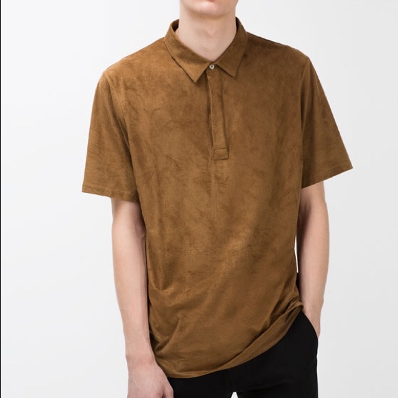 suede polo shirt